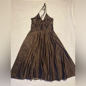 Brown Polka Dot Backless A line Dress